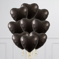 Plain Black Hearts Inflated 9 Foil Balloons