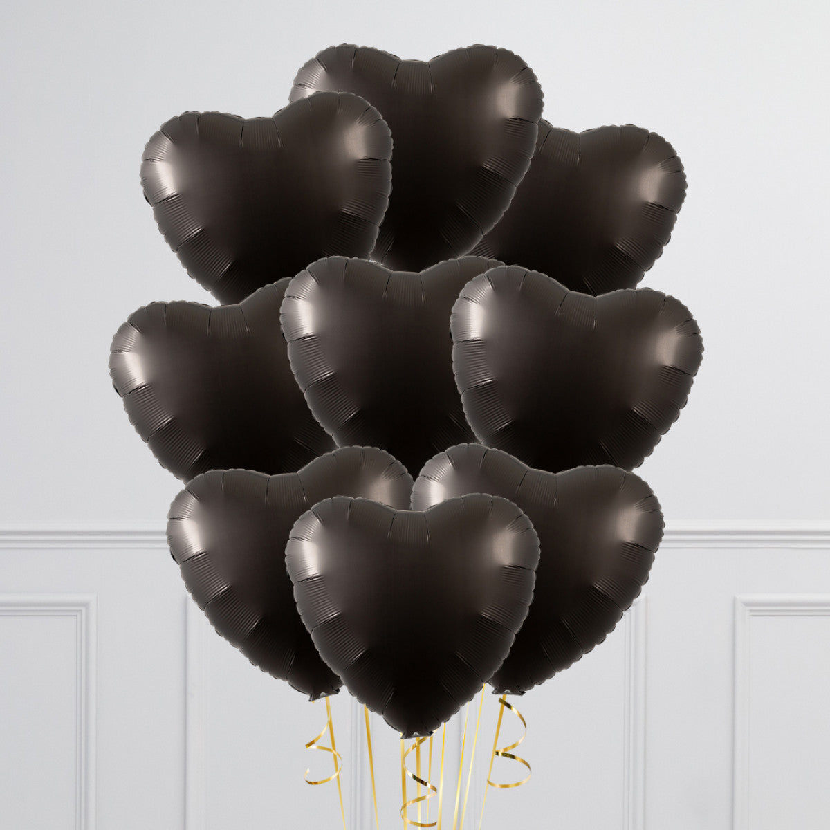 Plain Black Hearts Inflated 9 Foil Balloons