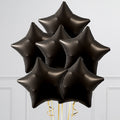 Plain Black Stars Inflated 6 Foil Balloons