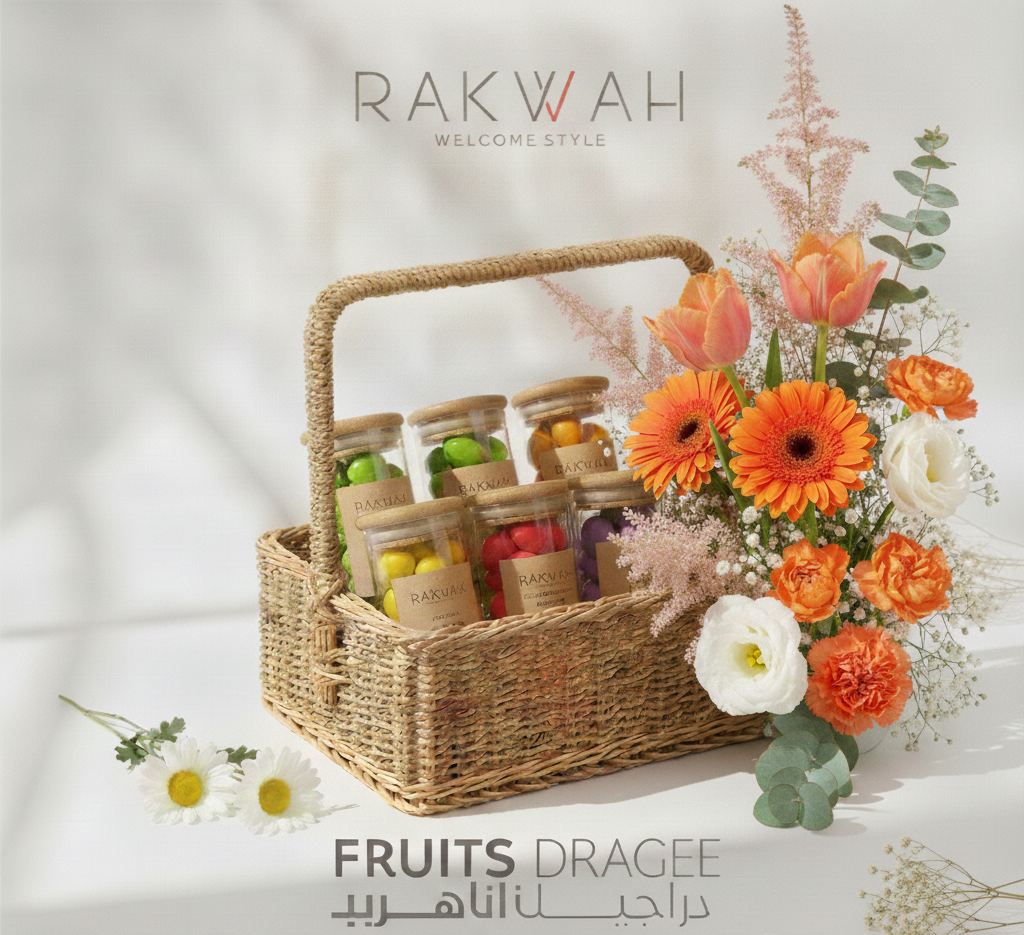 Premium Fruits Dragée Floral Gift Basket
