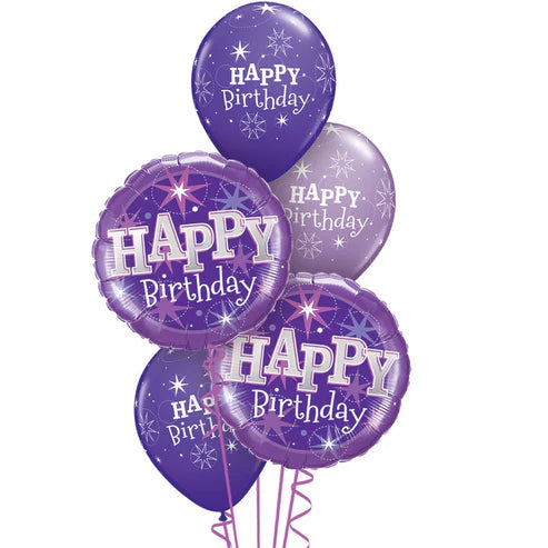 Purple Sparkle Birthday Balloon Floor Bouquet