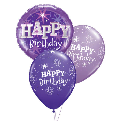 Purple Sparkle Birthday Balloon Table Centerpiece