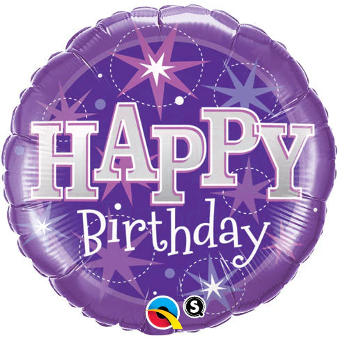 Purple Sparkle Birthday Single Foil Balloon