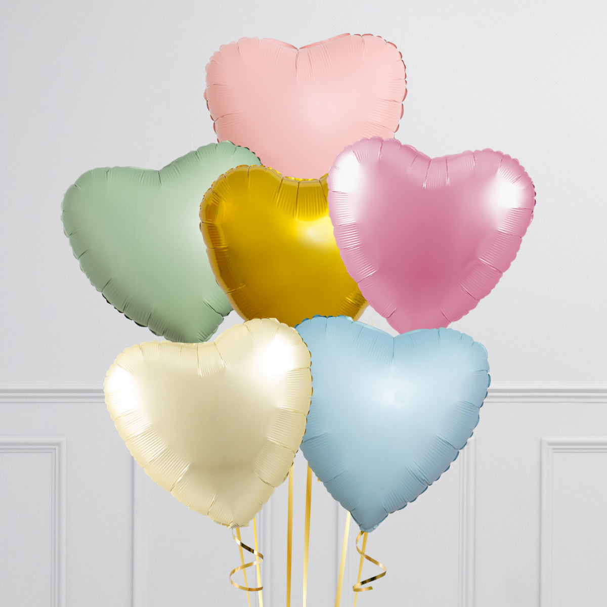 Retro Pastel Bloom Hearts Inflated 6 Foil Balloons