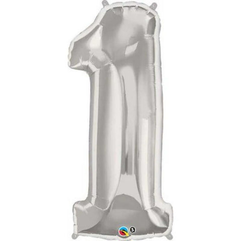 Silver Number One Helium Balloon