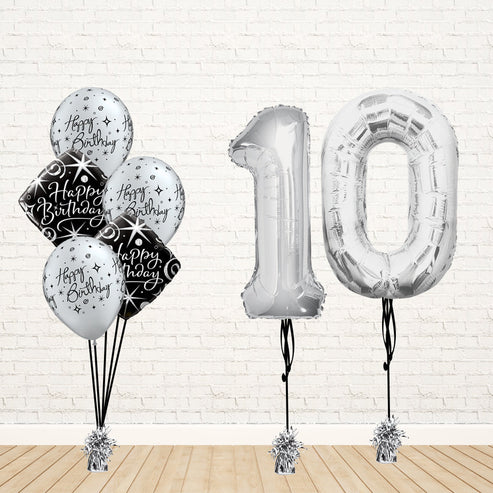 Stylish Silver Any Two Number Birthday Set