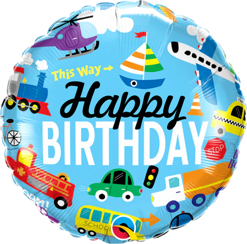 Transport Birthday Collection Single Foil Balloon