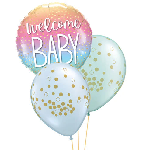 Welcome Baby Ombre Balloon Table Centerpiece Blue