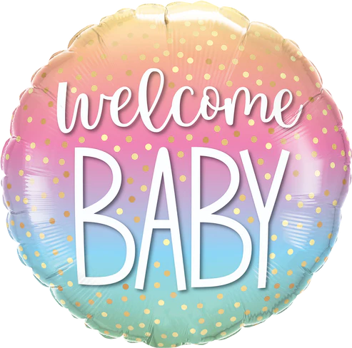 Welcome Baby Ombre Single Foil Balloon