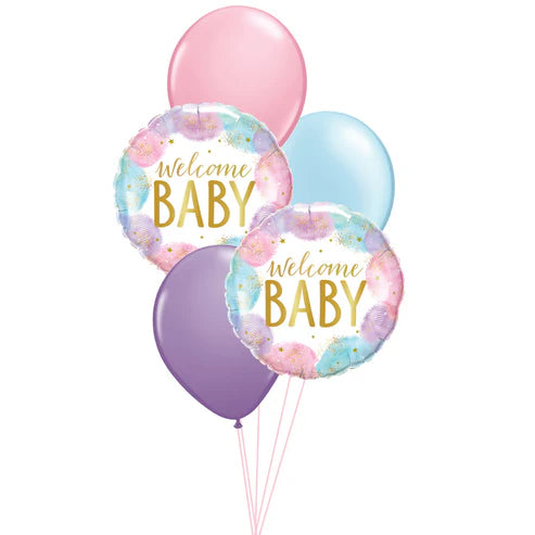 Welcome Baby Watercolour Balloon Floor Bouquet