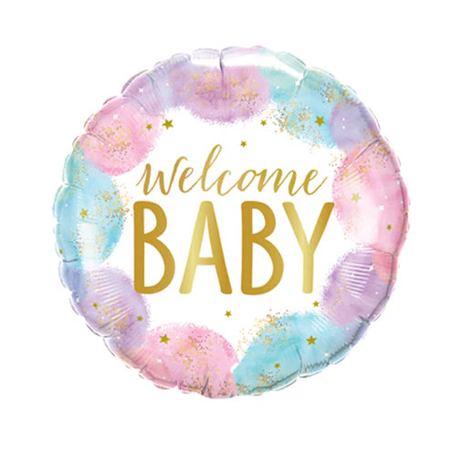 Welcome Baby Watercolour Single Foil Balloon