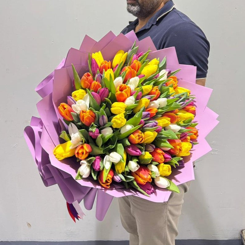 101 Mix Tulips Bouquet