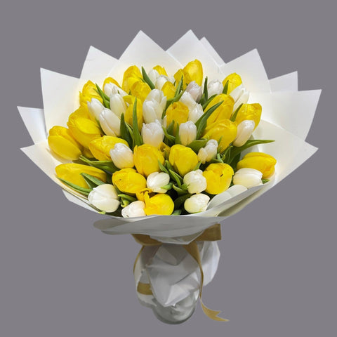 Yellow & White Tulip Cluster