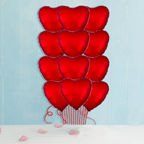12 Satin Luxe Matte Red Balloon Bouquet (7016244019364)