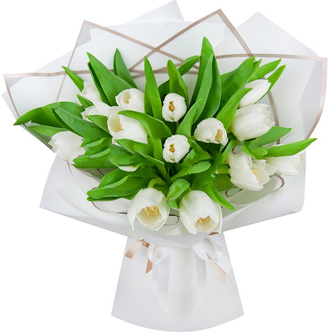 20 White Tulips Bouquet