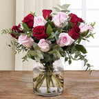 Love Actually-Red and Pink Roses with vase (5818584072356)