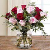Love Actually-Red and Pink Roses with vase (5818584072356)