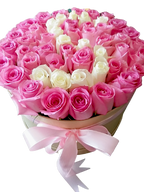 50 Pink and White Roses bouquet (6580802224292)