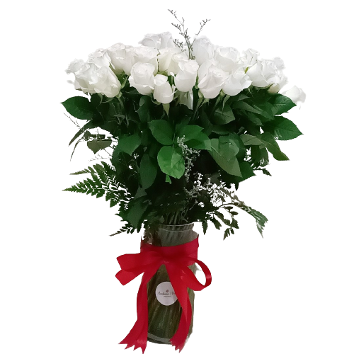 60 cm Long Stems 50 White Roses