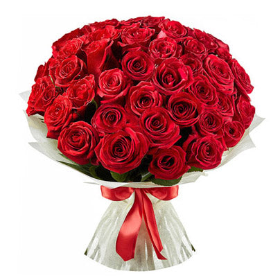 Red & White Letter Roses - Round Box - VD