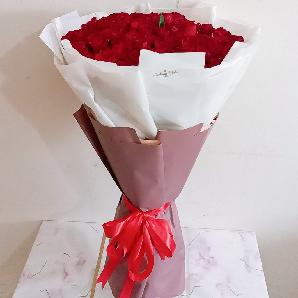 70cm Red Roses 101 Red Roses Bouquet (70CM) – Arabian Petals