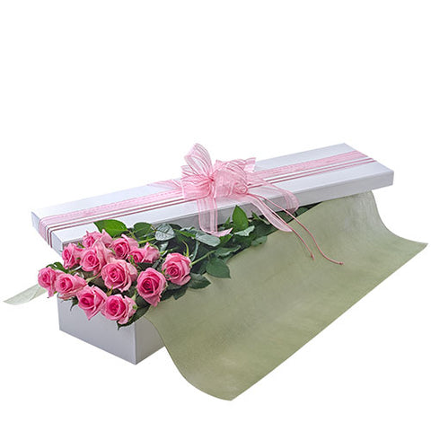 Presentation Box of Long Stemmed Pink Roses - Arabian Petals (2462287069242)