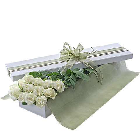 Presentation Box of Long Stemmed White Roses - Arabian Petals (2462289428538)