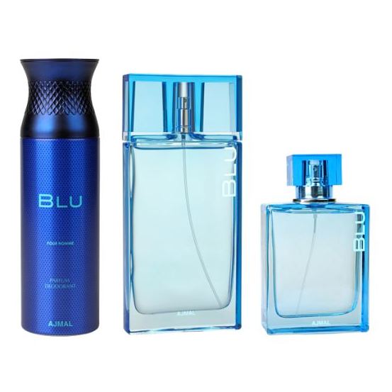 Ajmal Blu Gift Set For Men (BLU 90ml Cologne + BLU 200ml Deodorant + BLU Spray 90ml EDP) - Arabian Petals (5463805001892)