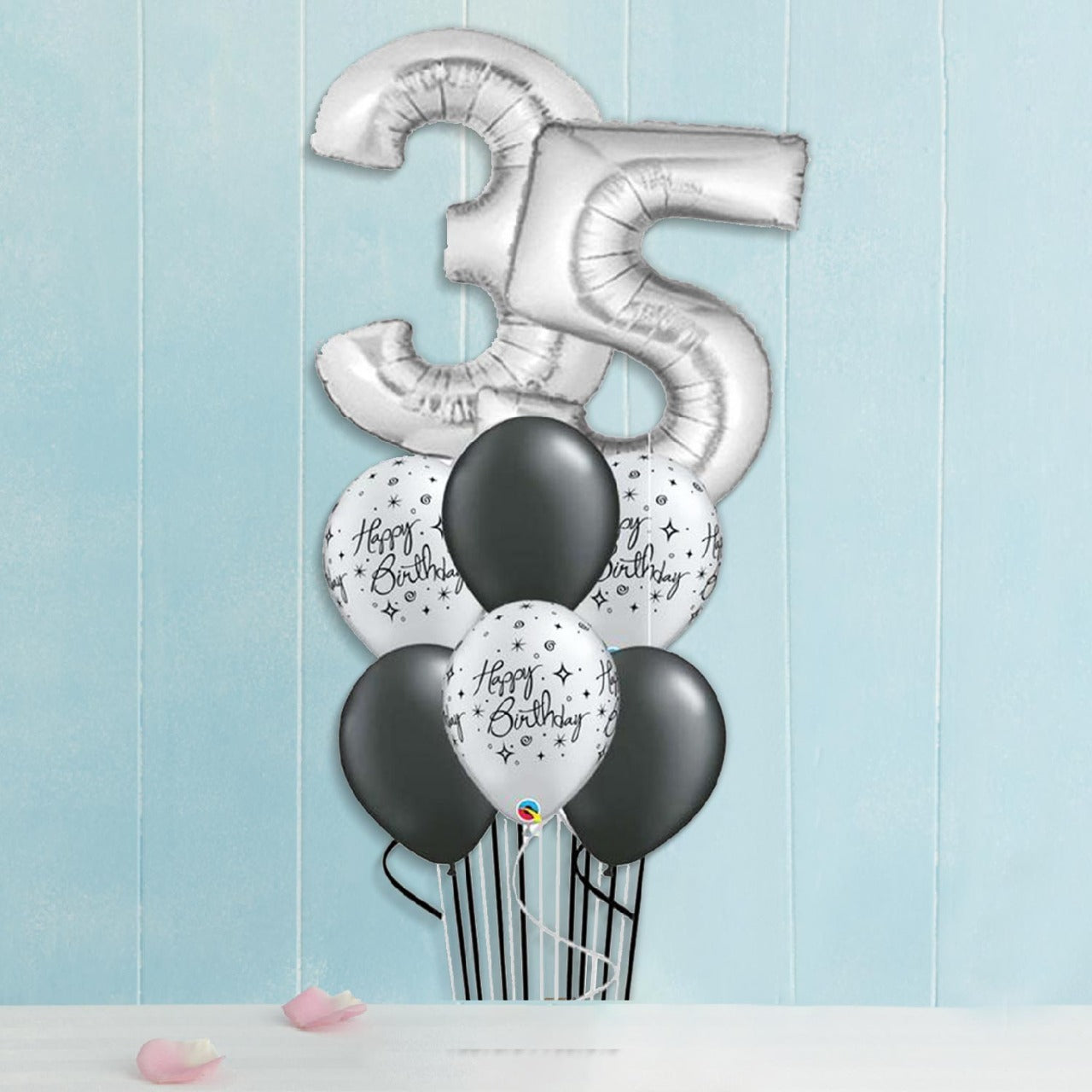 Age Silver And Black Birthday Bouquet (6796705759396)
