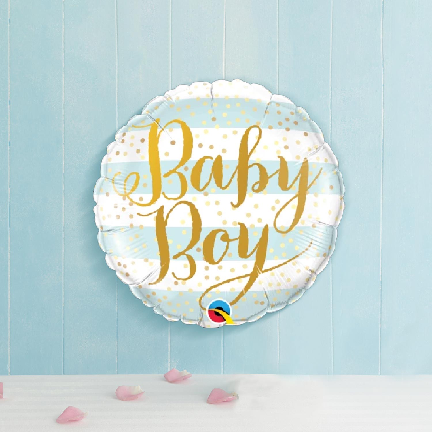 Baby Boy Blue Stripes Foil Balloon (6822469697700)