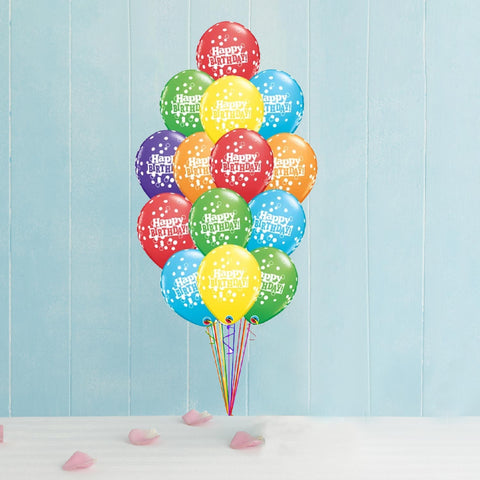 Birthday Confetti Dots Balloon Bouquet- 15 Pcs.With Weight (6827283447972)