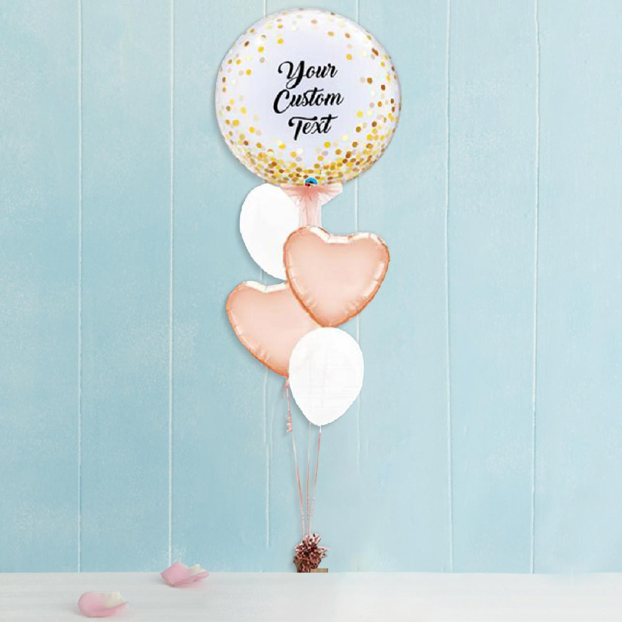 Bubbles Custom Text And Heart Balloon Bouquet (6794191044772)