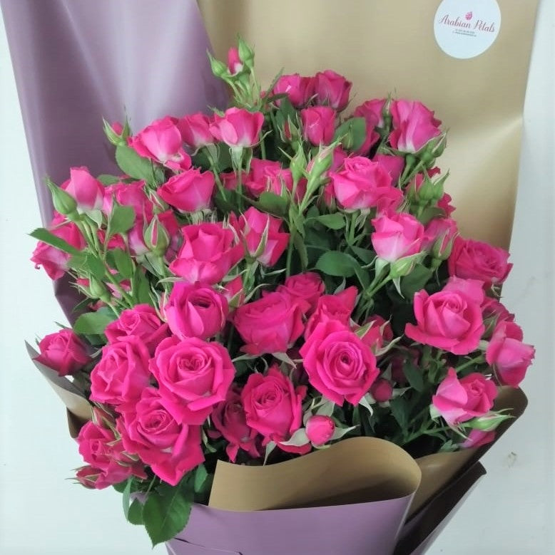 10 Dark Pink Spray Roses Bouquet