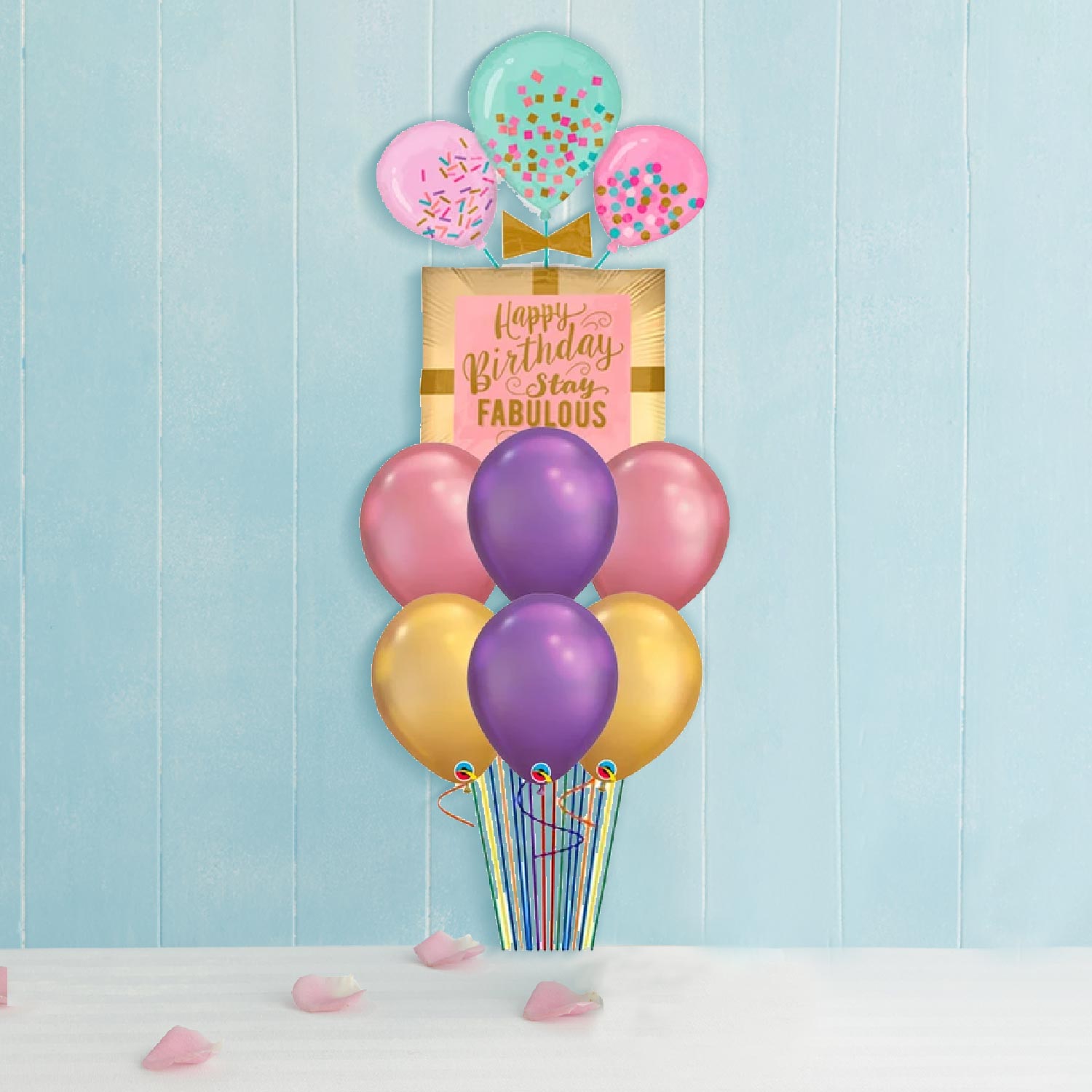 Fabulous Birthday Gift Chrome Balloons Bouquet (6827284856996)