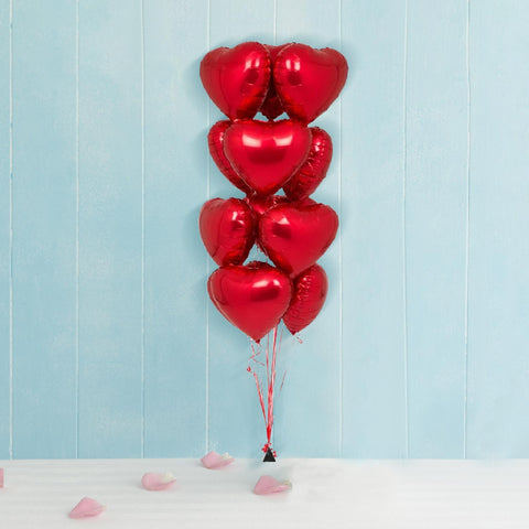 Heart Shape Foil Balloon Bouquet-12 Pcs. (6822503514276)