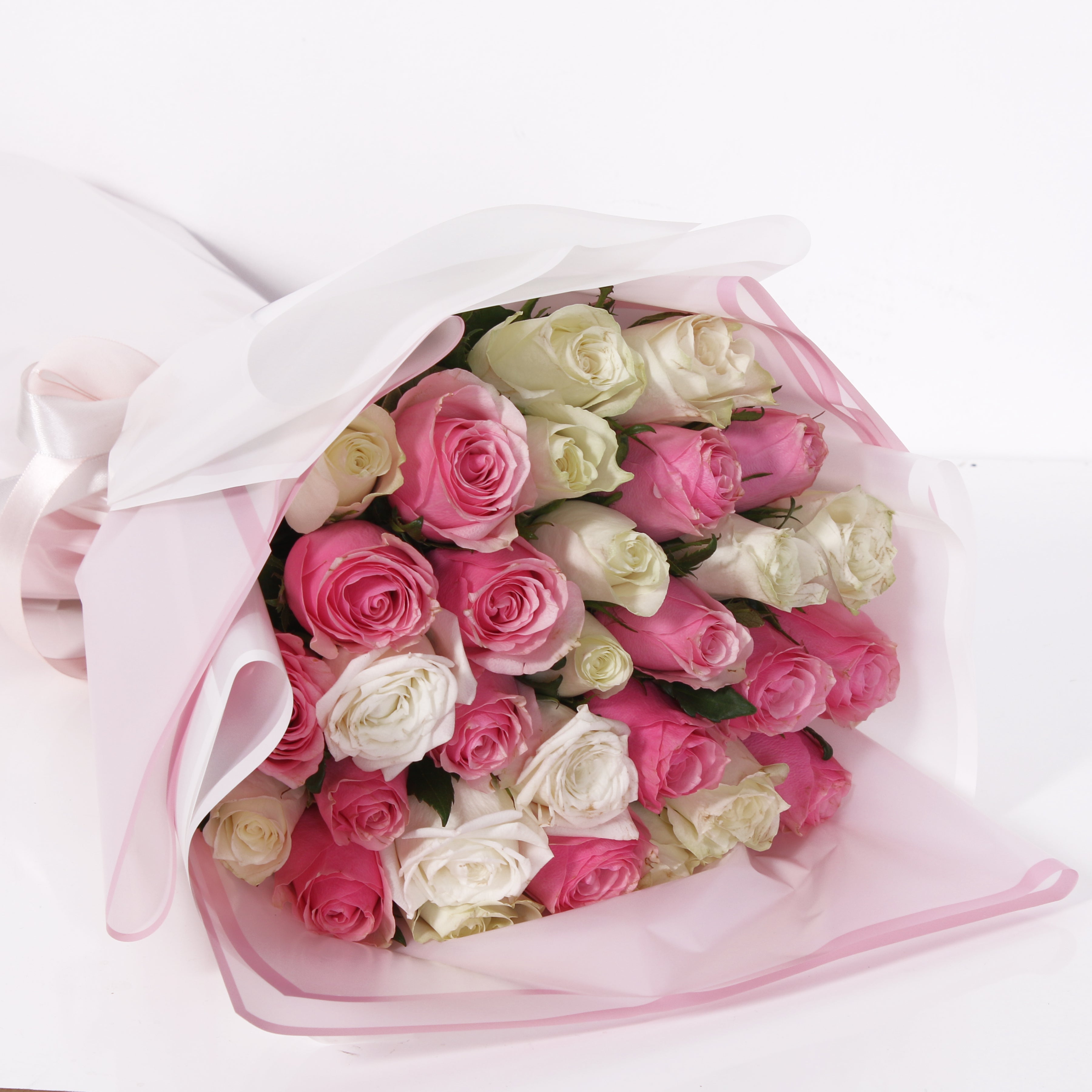 Pink & White Roses Bouquet (6837584953508)