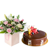 Magnificent Pink Rose with Lily & Choco Truffle (5956827873444)