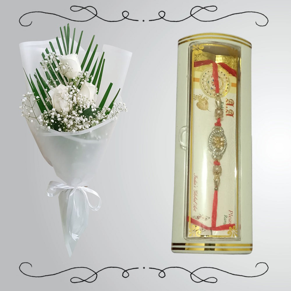 Rakhi with White Flowers