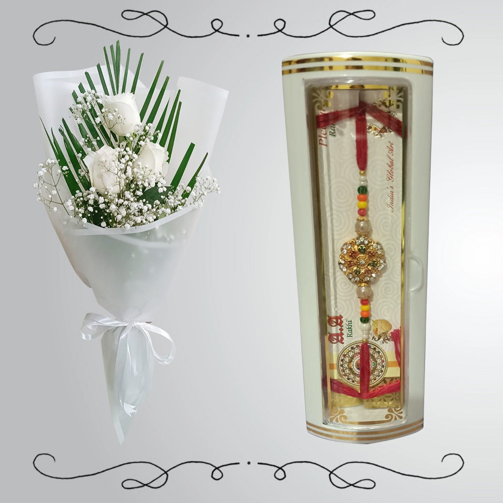 Rakhi with White Flowers