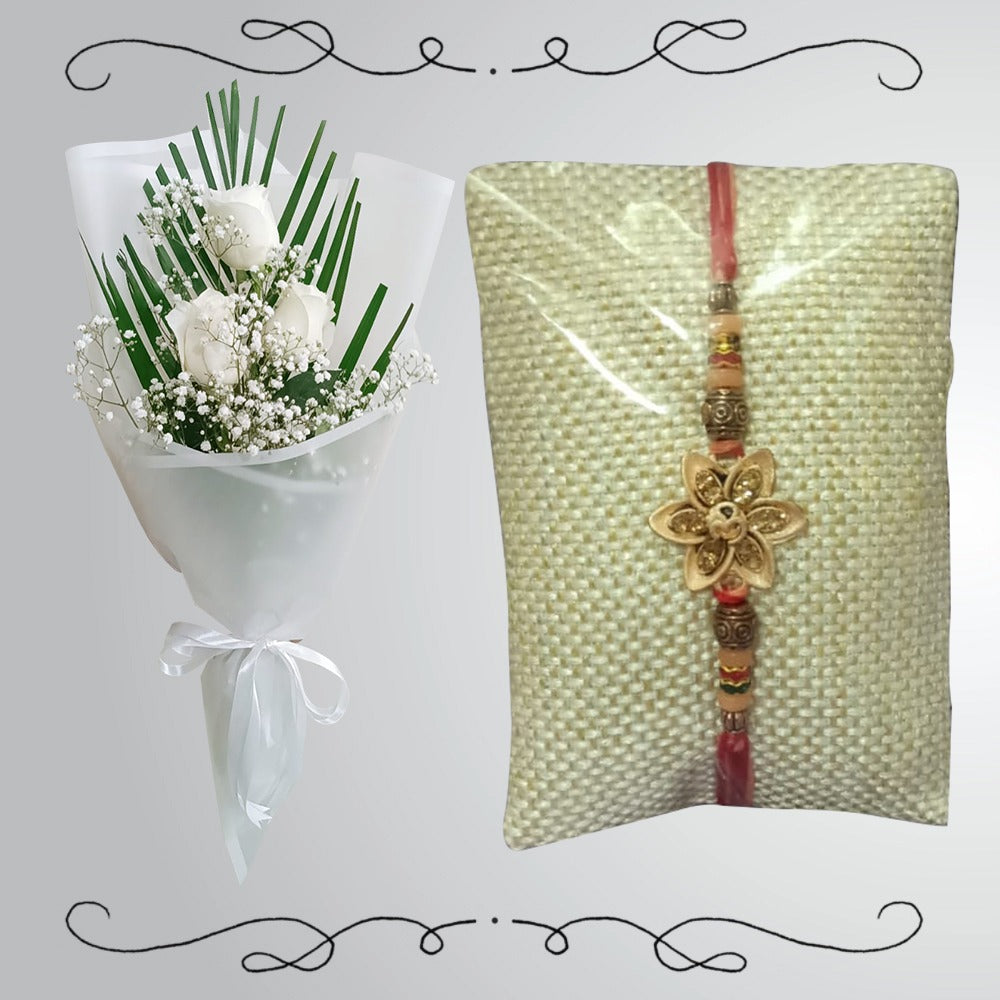 Rakhi with White Flowers