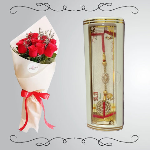 Rakhi with Red Flowers