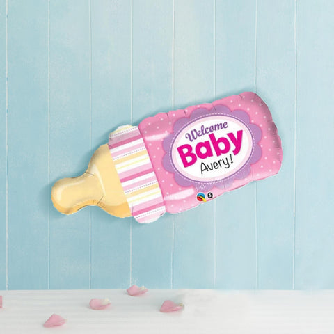 Shape Foil Welcome Baby Bottle Pink (6822494044324)