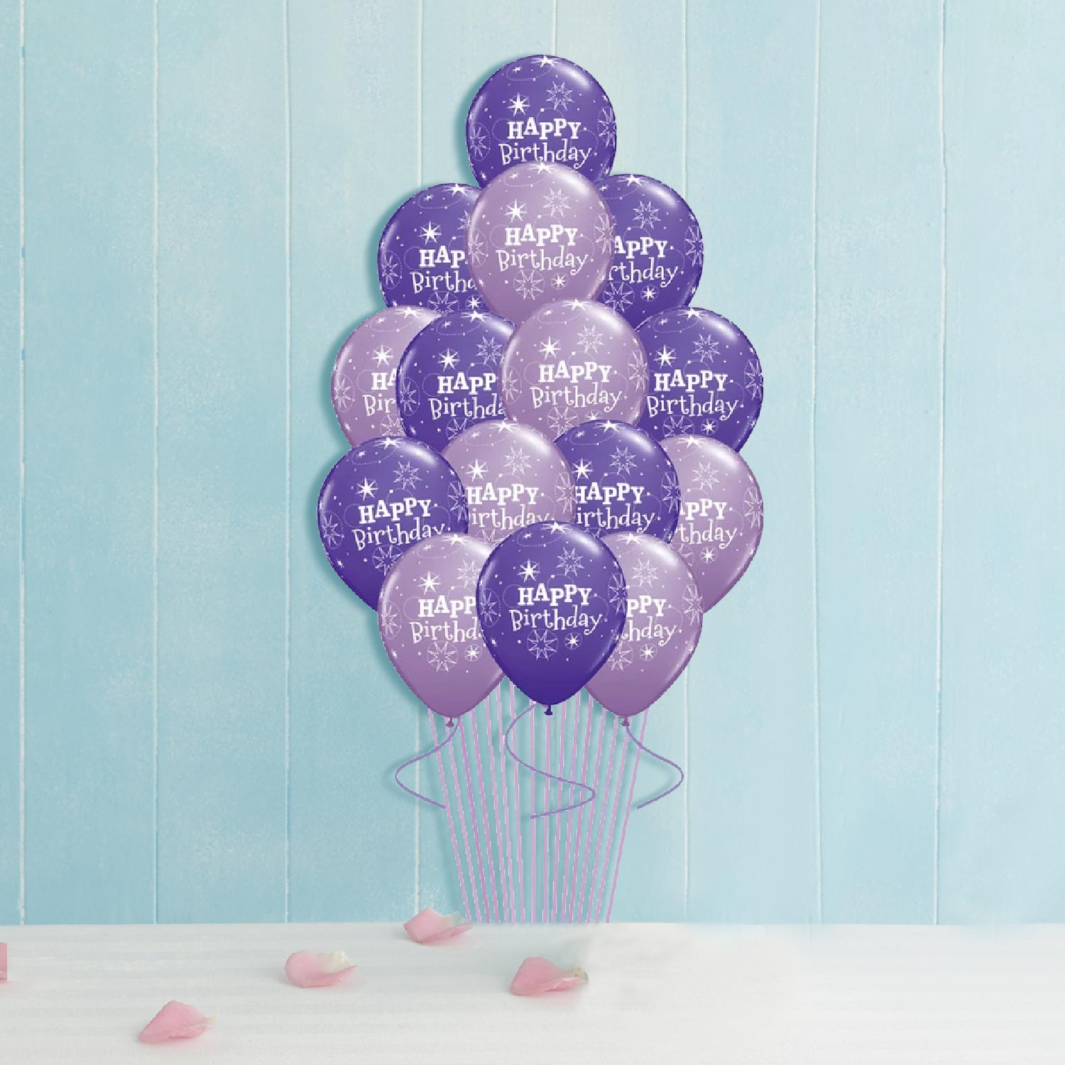 Violet & Lilac Birthday Sparkle Balloons 15 Pcs (6827278696612)