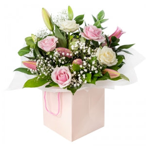 White & Pink Roses with Pink Lilies Box - Arabian Petals (5956827873444)