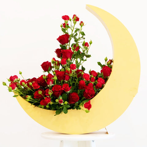Moon in Red Roses Arrangement