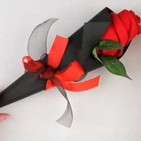 Single  Rose with Beautiful Wrap and Ribbon - Arabian Petals (4371333742637)