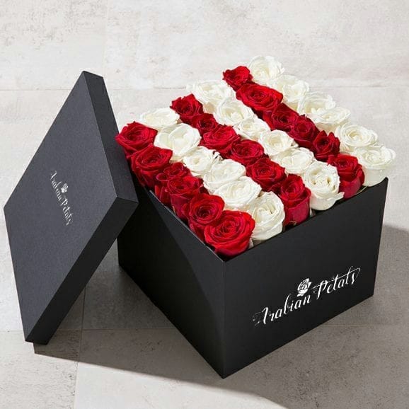 Red & White Roses - Square Box - VD – Arabian Petals