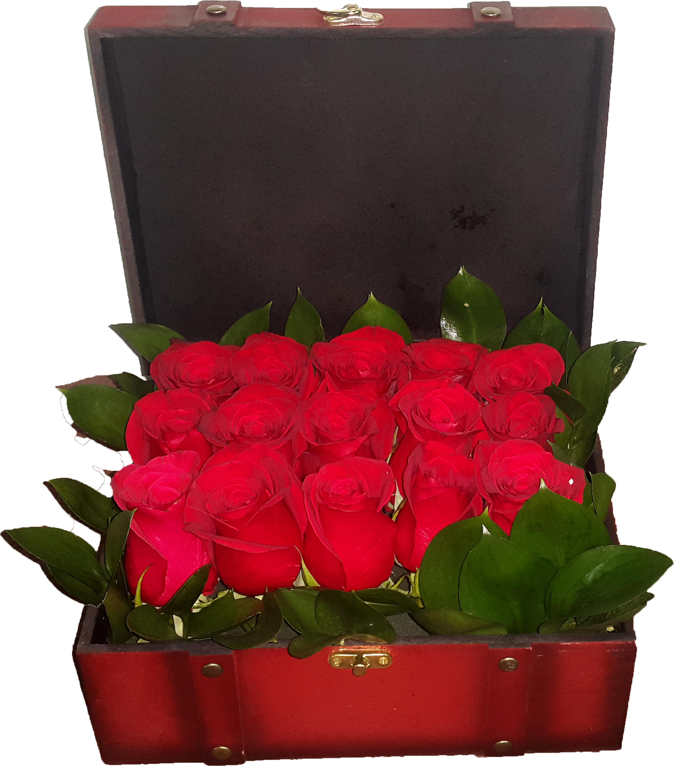 Treasure Box Arrangement of 15 Red roses - VD - Arabian Petals (1628949086266)
