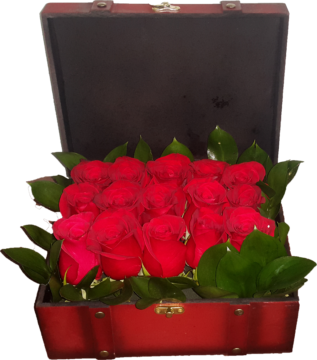 Treasure Box Arrangement of 15 Red roses - VD - Arabian Petals (1628949086266)