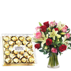 Love Cocktail-Roses and Lilies & Ferrero Rocher (5949098524836)